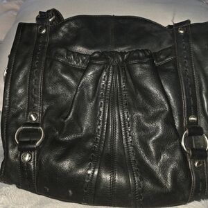 b. makowsky Black Leather Shoulder Bag